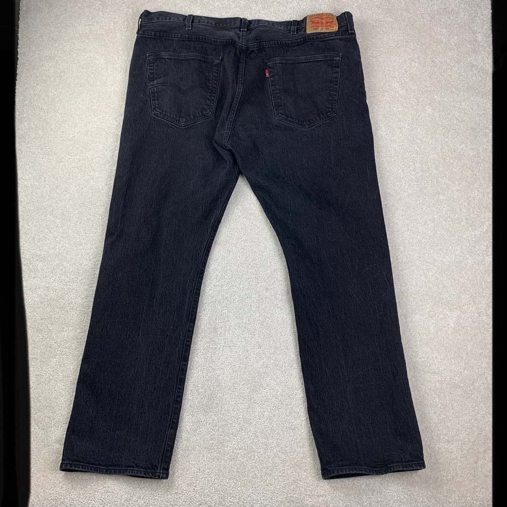 Levi's 501 Original Fit Jeans Mens 44x32 Black Straight Leg Button Fly Stretch